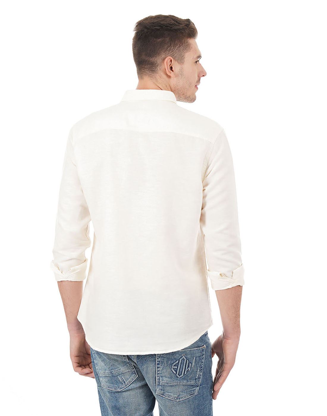 Ed Hardy Men Casual Wear Off White Shirt